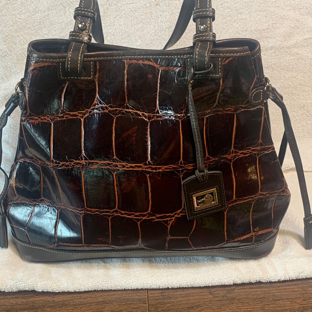 Dooney & Bourke Dark Brown Croc-Embossed Tote
